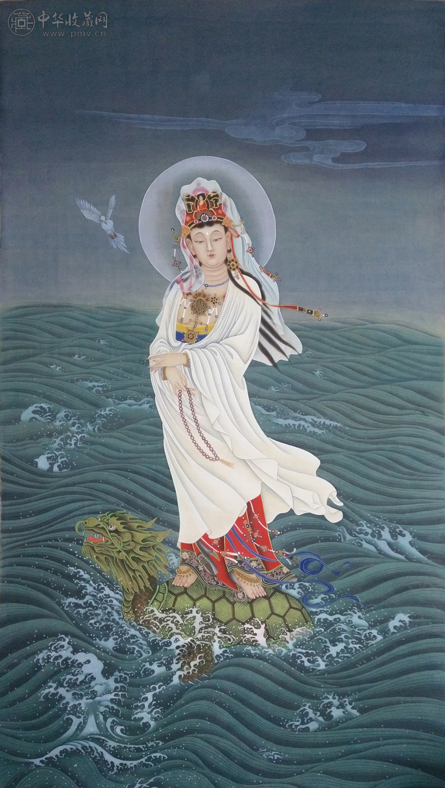 海观音菩萨佛像  (绢本)   97x180cm
