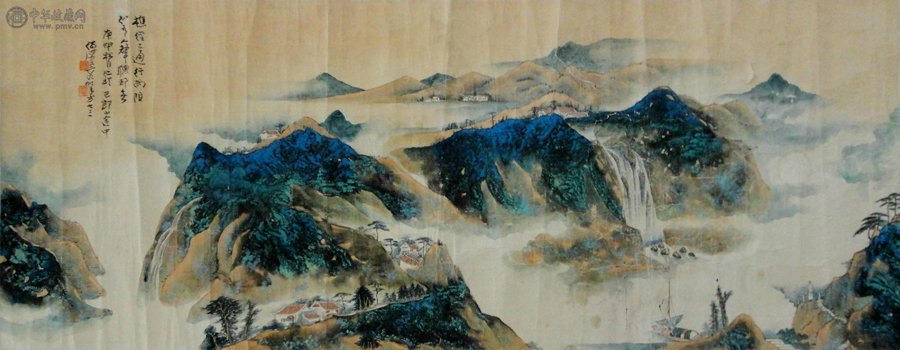 何海霞(1908-1998) 金碧山水图  133x52cm