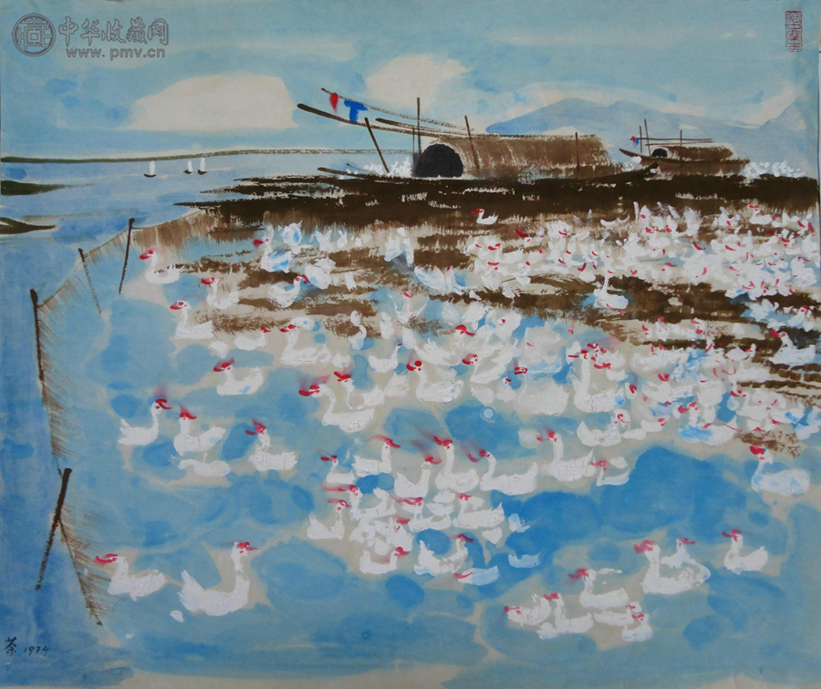吴冠中(1919—2010) 水粉打渔船