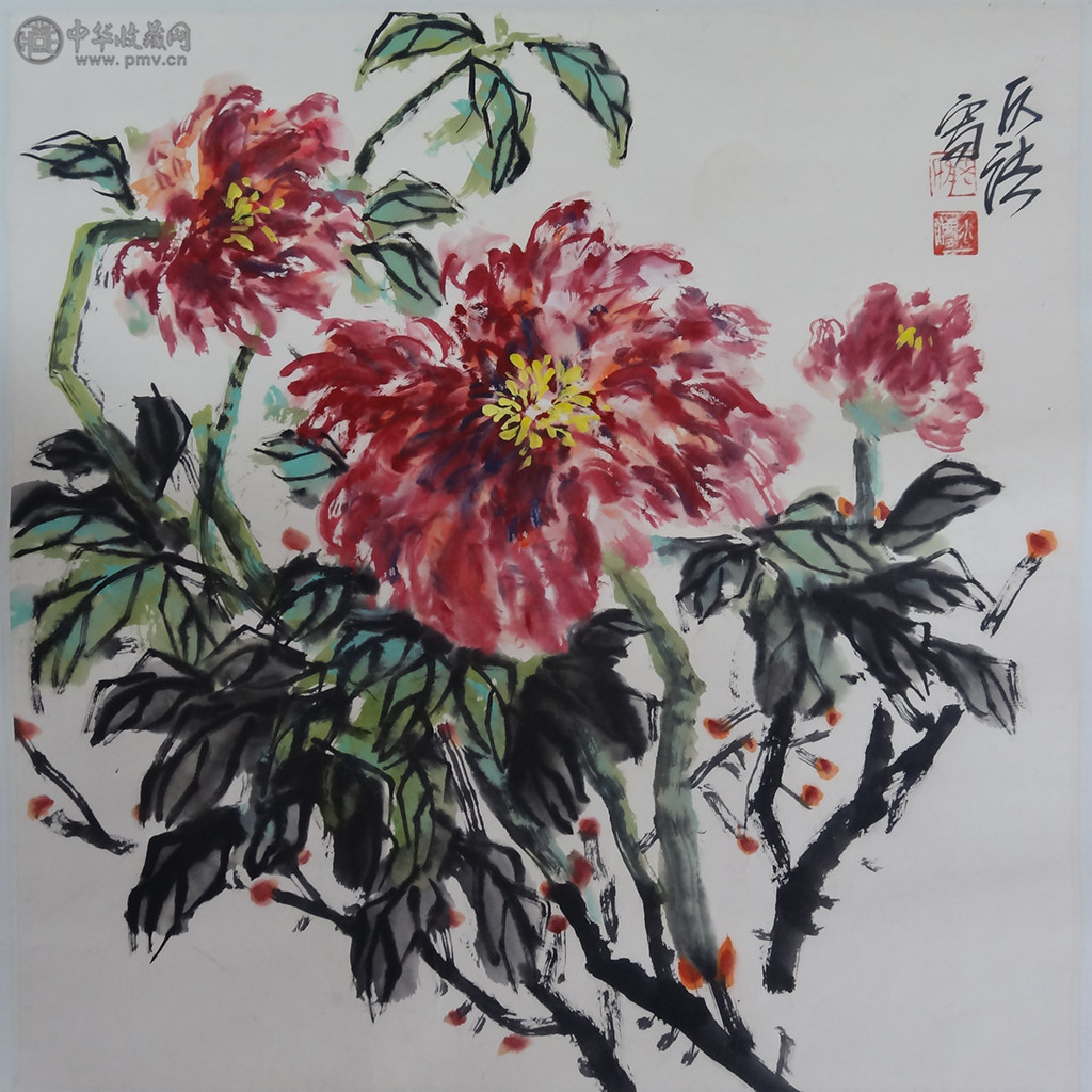 何水法《牡丹》69x69cm