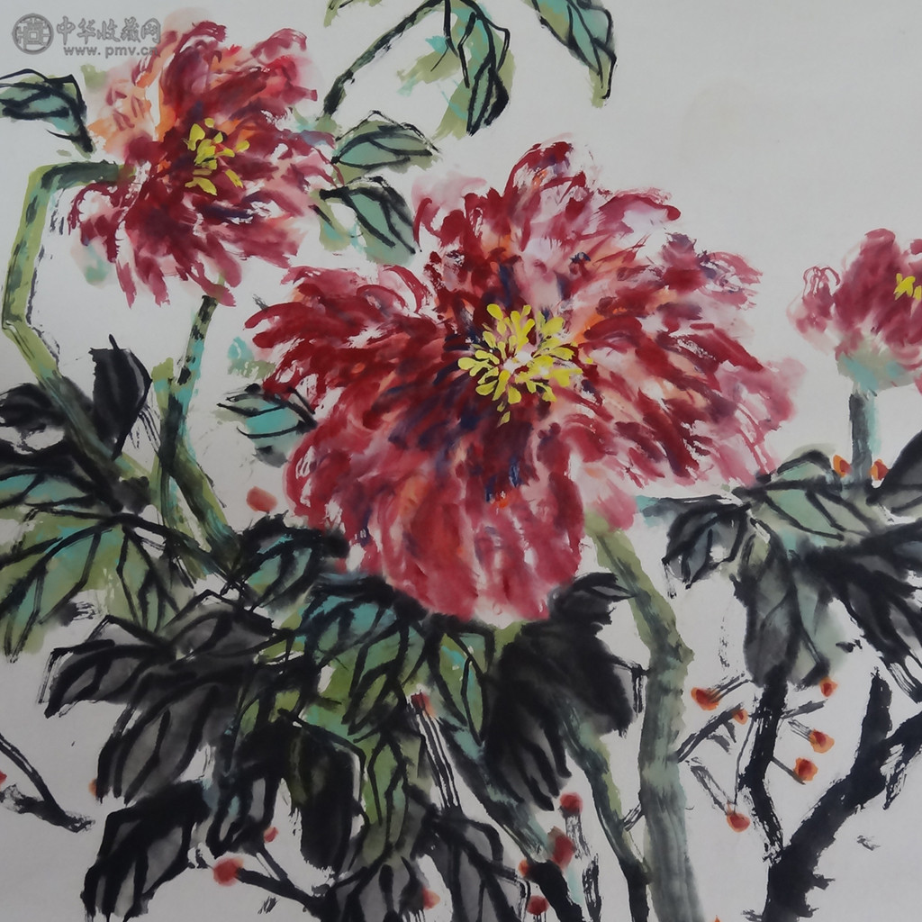 何水法《牡丹》69x69cm