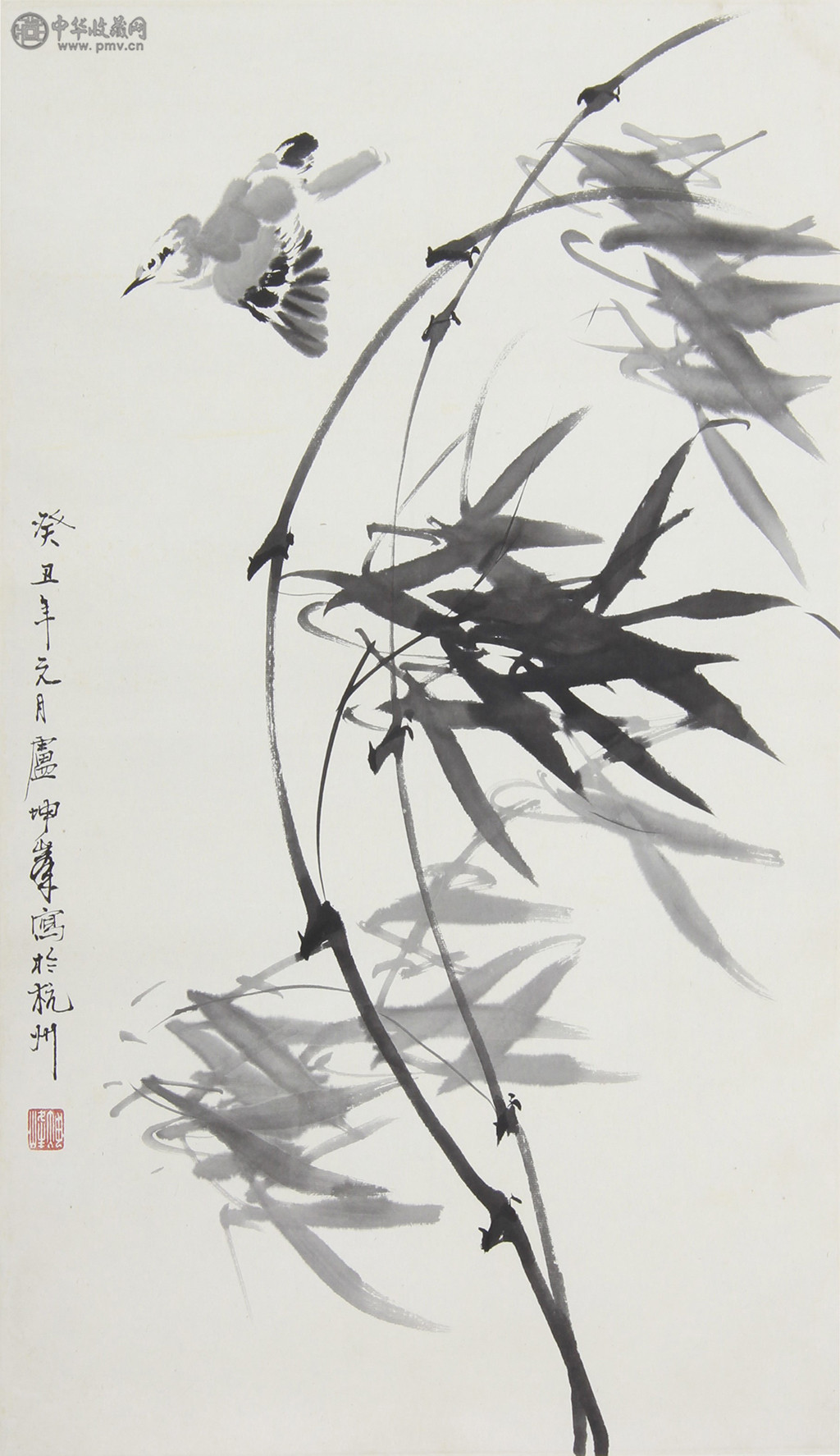 卢坤峰《花鸟》46x68cm 1