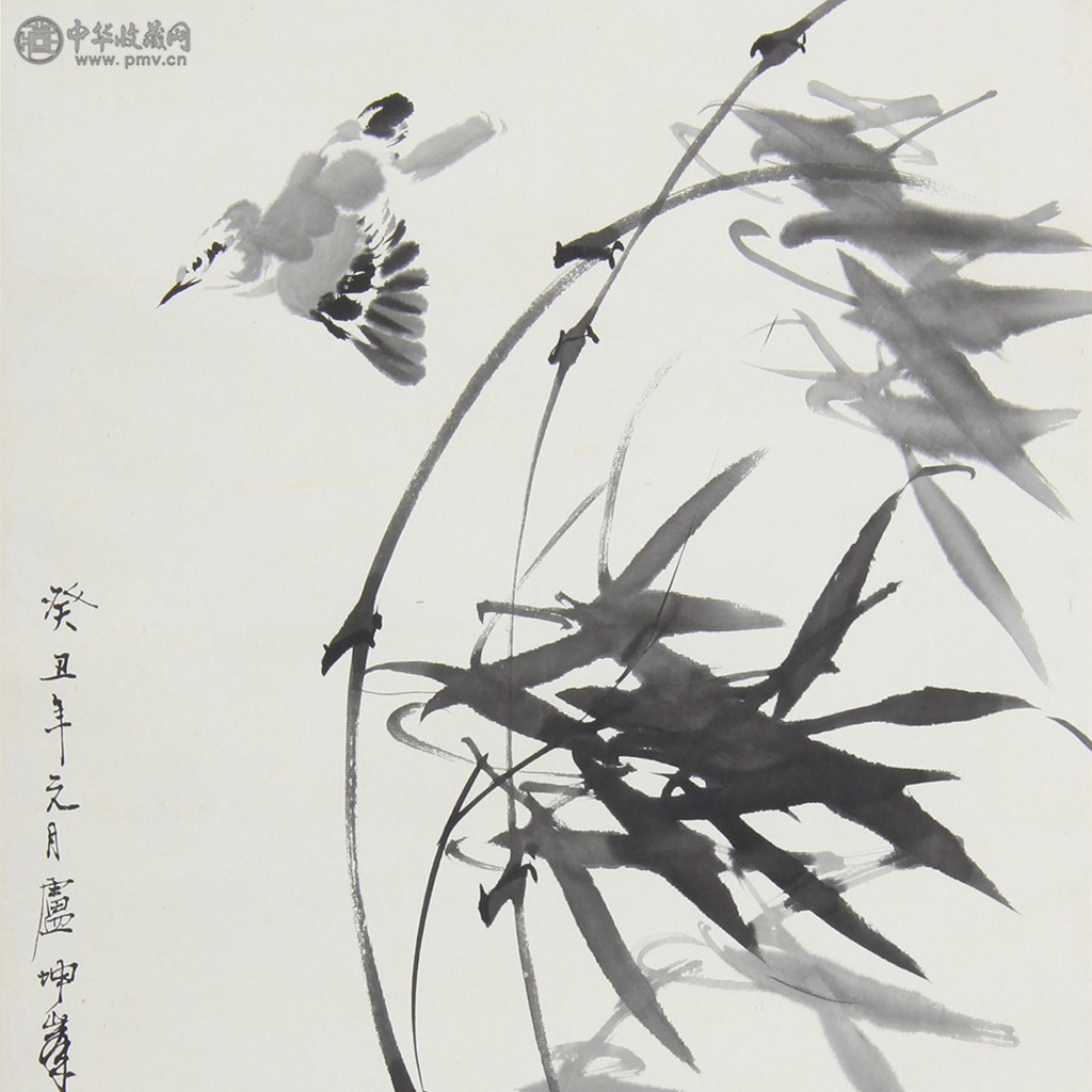 卢坤峰《花鸟》46x68cm 2