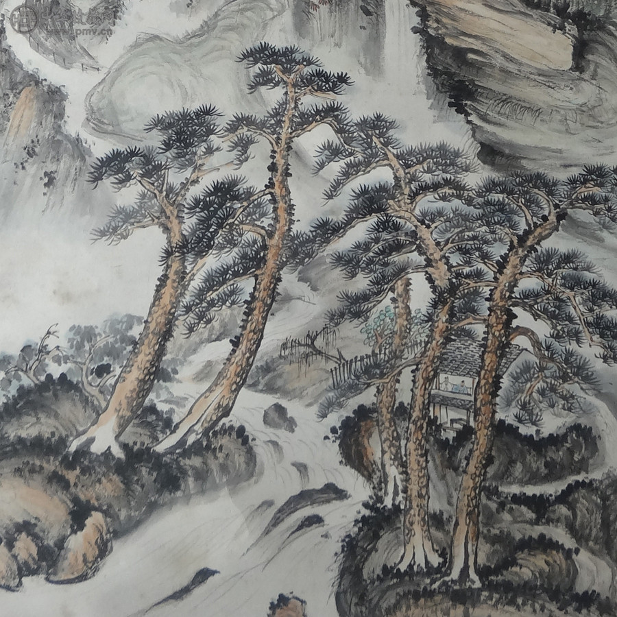 钱瘦铁--黄山幽岩图--46X131CM-2
