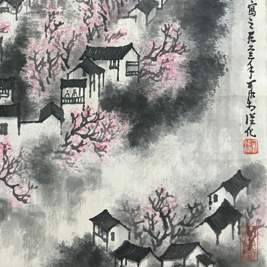 李可染《杏花江南春雨图》60x38(cm)