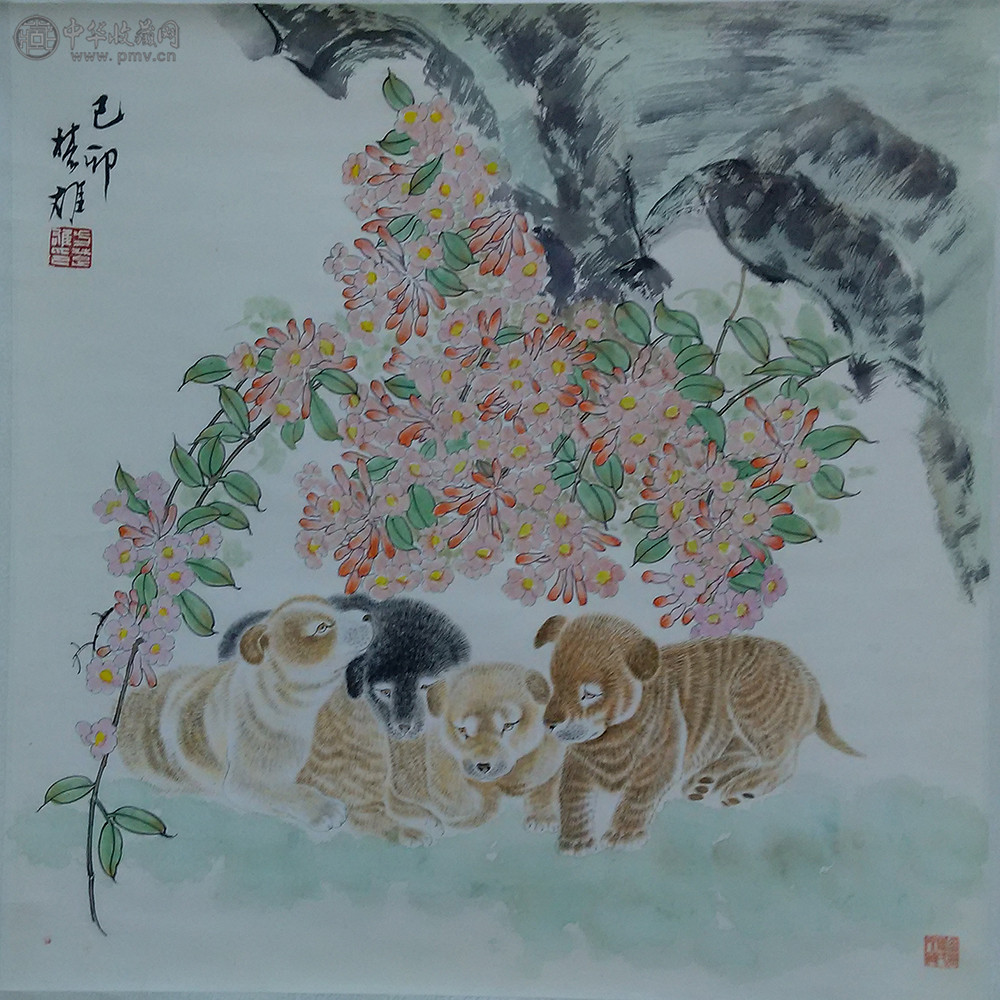 方楚雄《小狗图》68x68cmcm