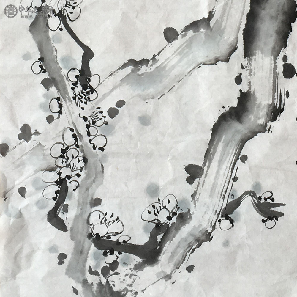 于希宁《墨梅图》100x34cm 3