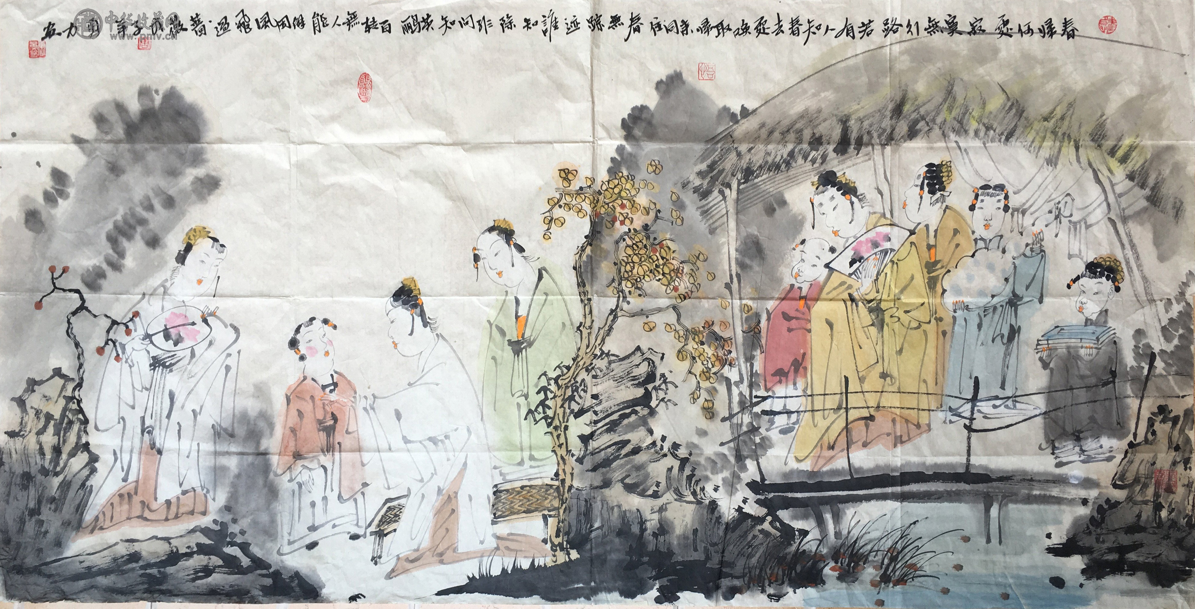 唐勇力---唐风仕女图--137x68cm-(1)