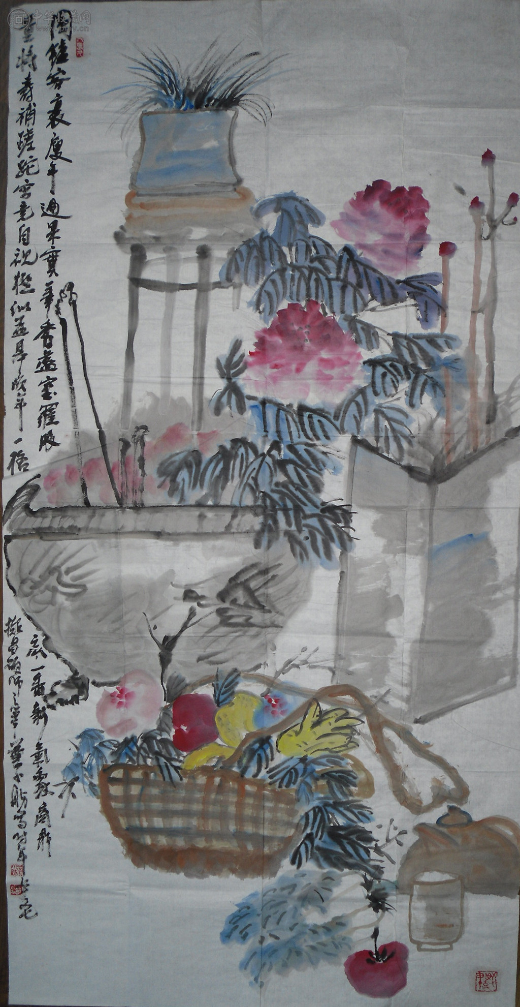 叶小舫《花卉图》68x136cm
