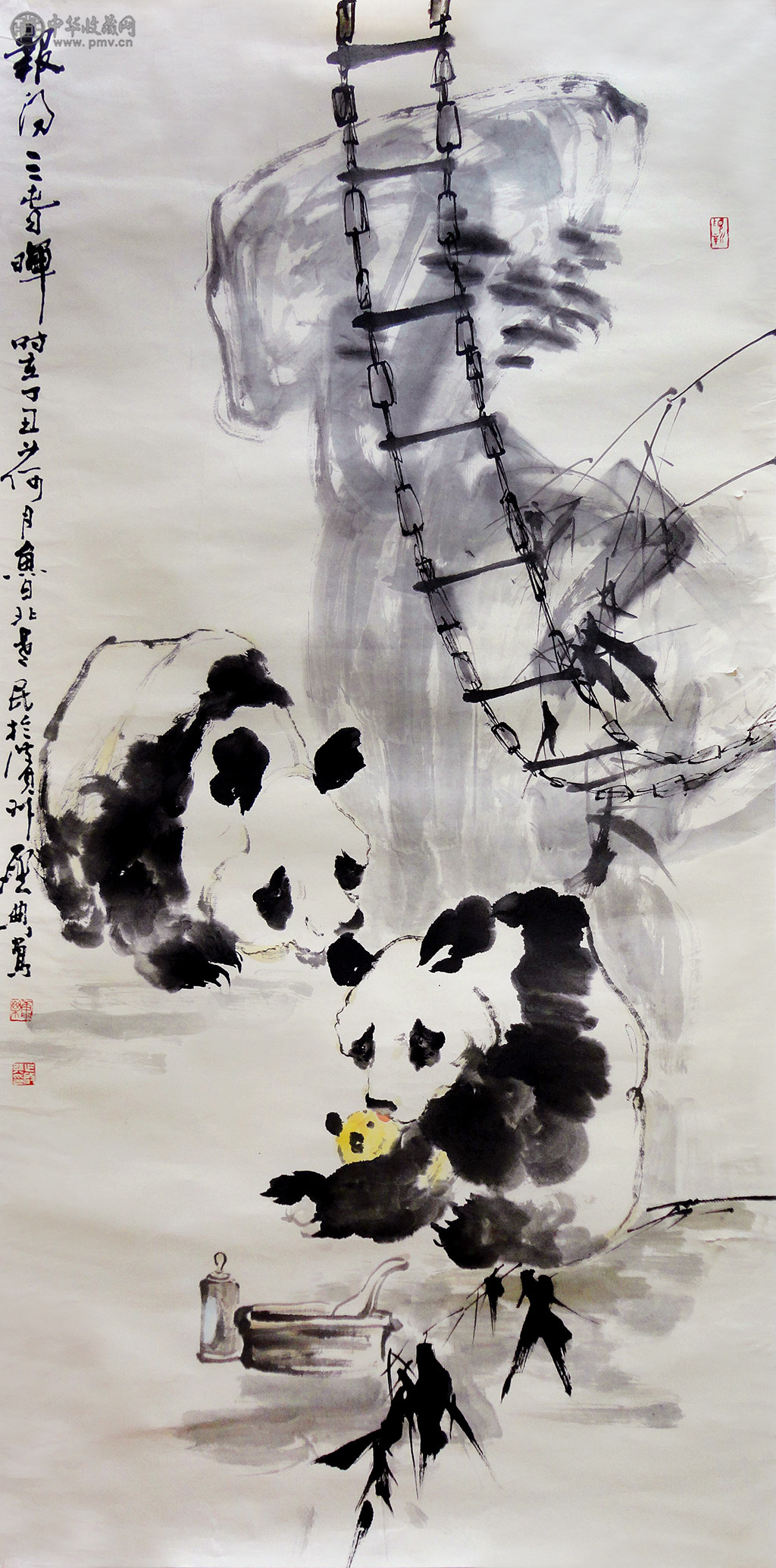 乍启典《熊猫图》136x68cm