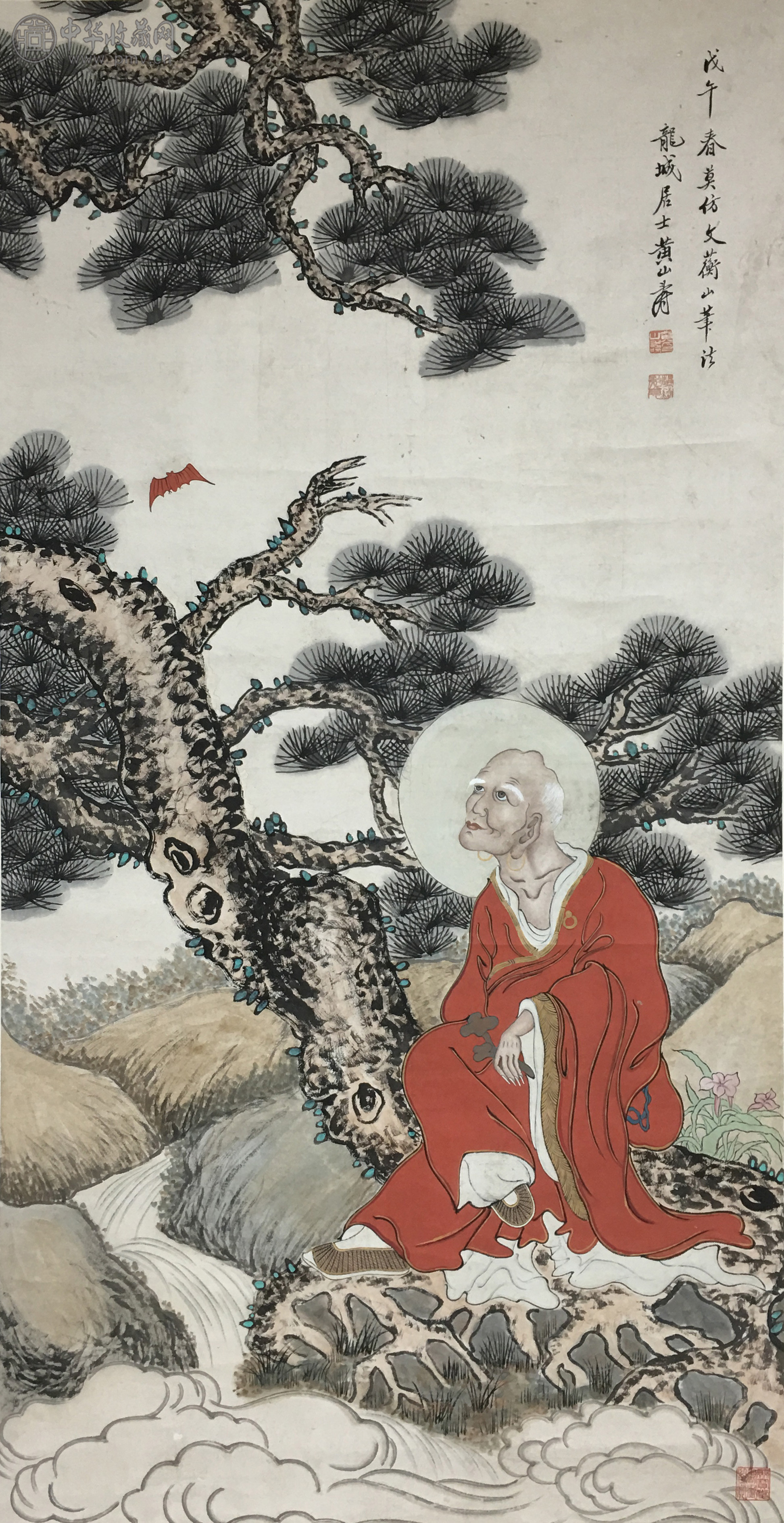 黄山寿-《招福仙僧图》---136x69cm