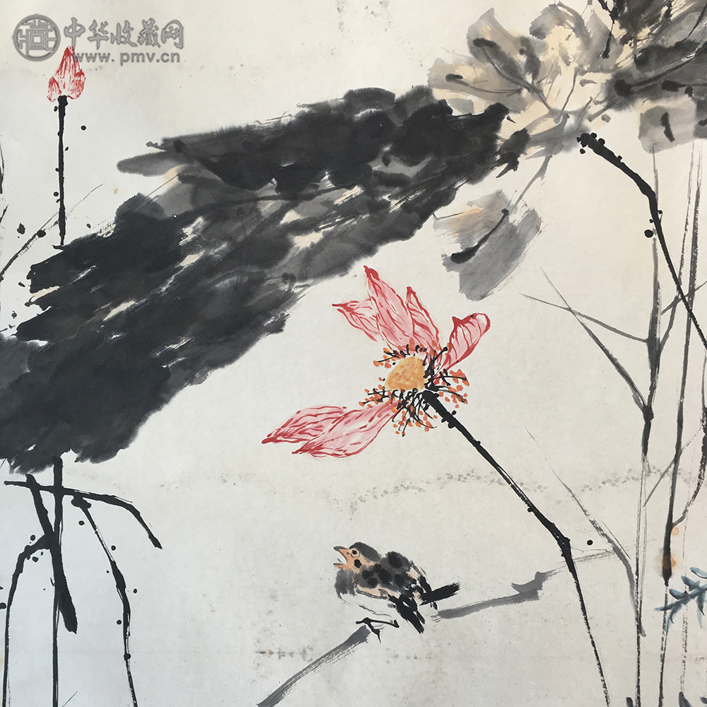 潘天寿《花鸟》136x68cm 2