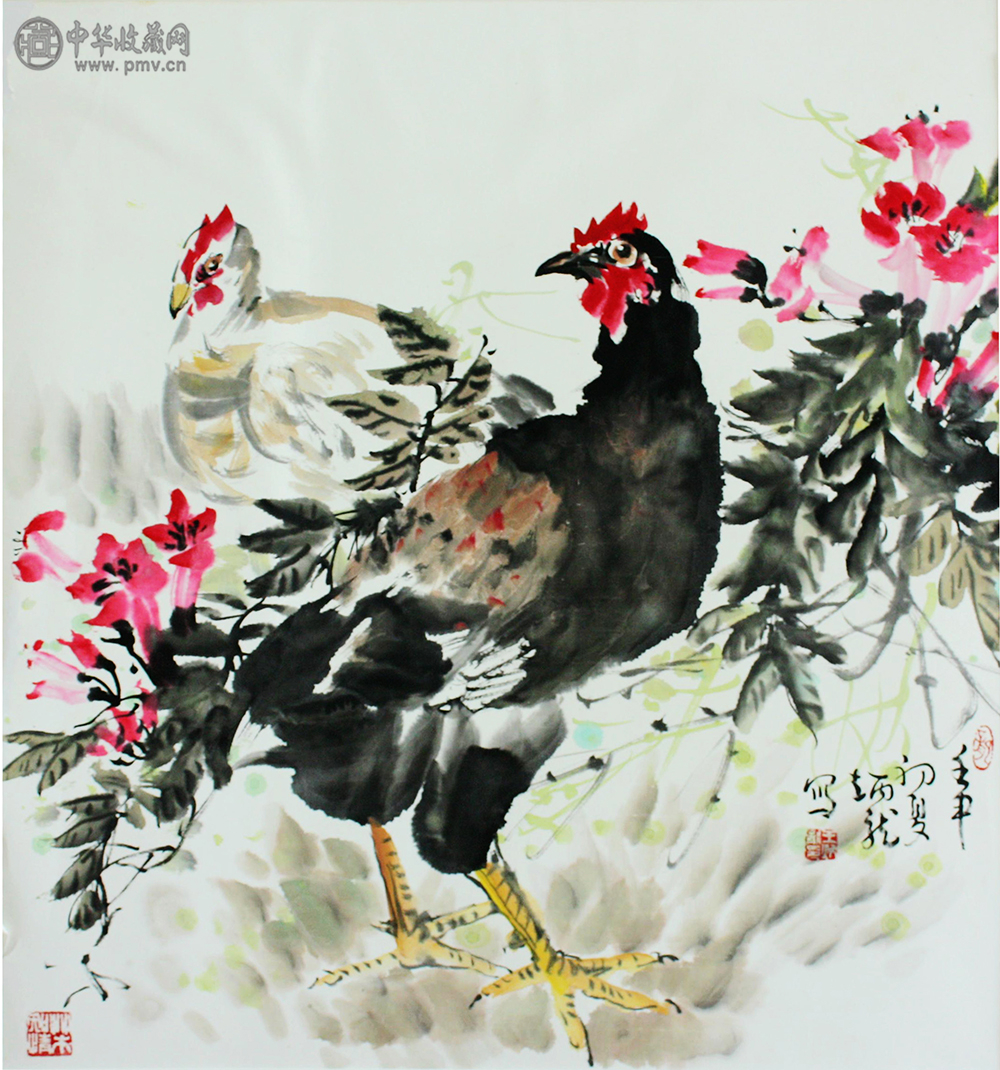 王炳龙《鸡》68x68cm 