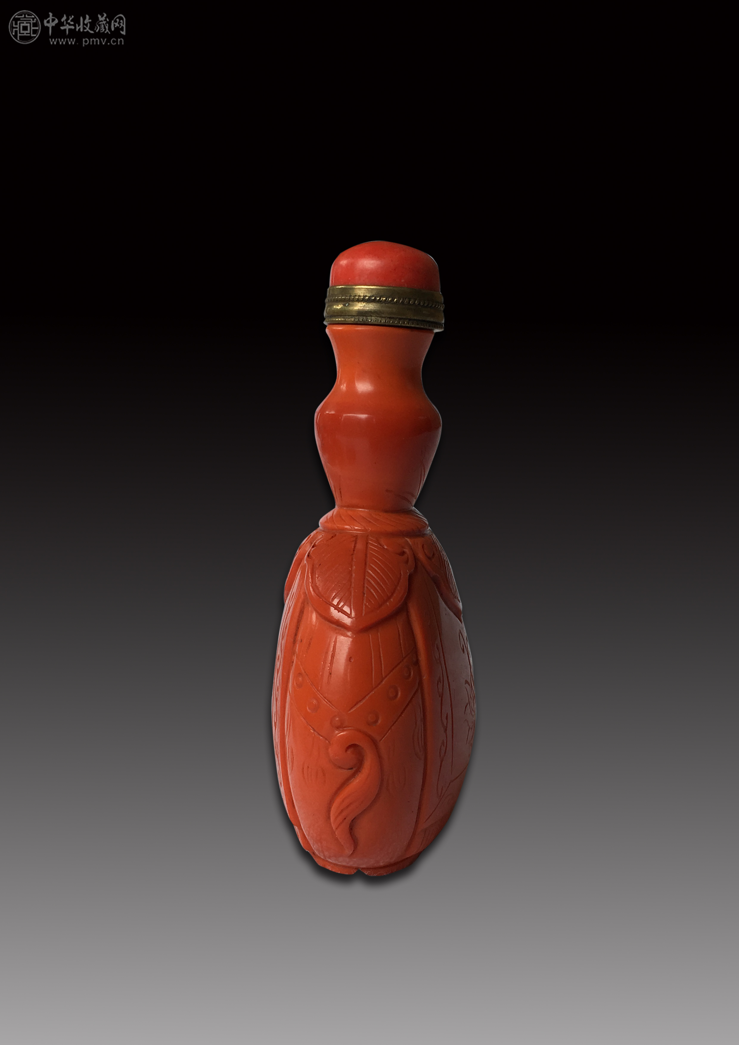 清） 老料器高仿红珊瑚雕刻象纹如意芦鼻烟壶藏家展厅收藏资讯|艺术家 
