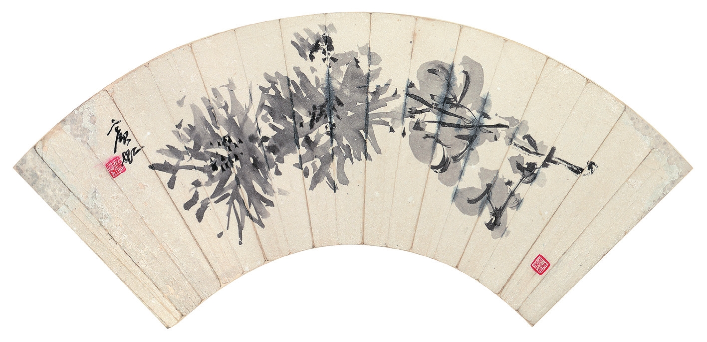 黄宾虹 花卉 纸本扇面