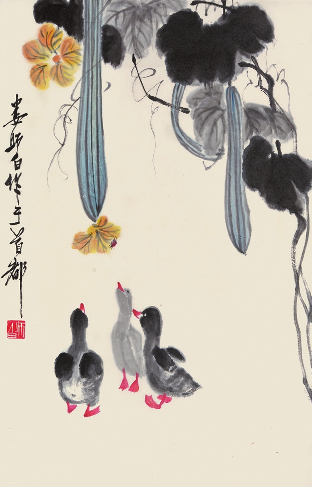 娄师白 晨趣图 纸轴