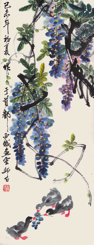 娄师白 花卉 纸轴