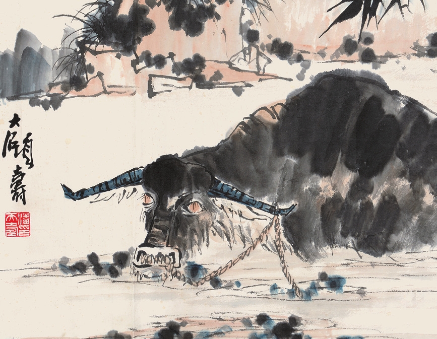 潘天寿 牛 纸片