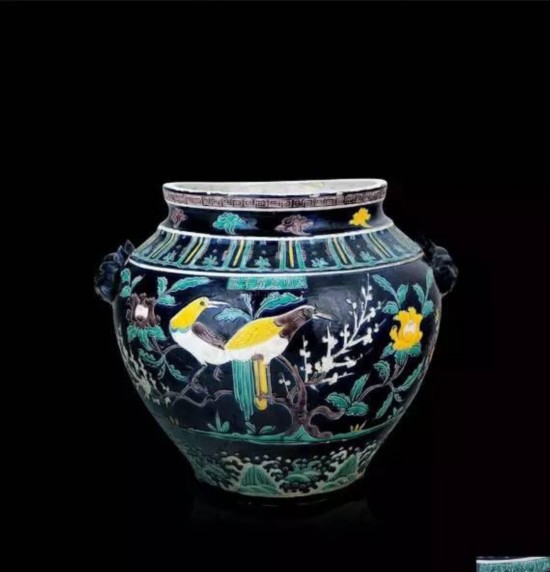明 珐华兽耳花鸟纹大罐.jpg