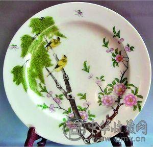 柳树黄莺图瓷盘.jpg