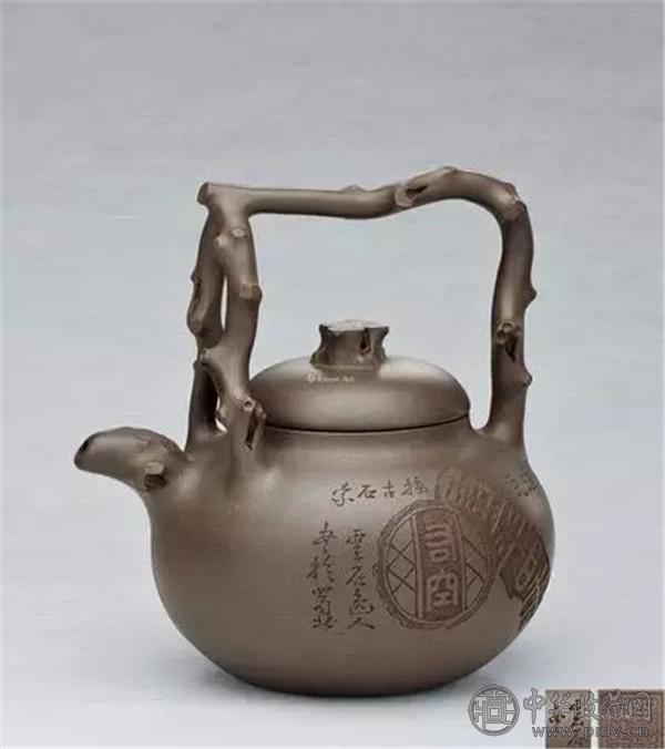 近代•吴云根制、云石铭刻 东坡提梁壶.webp.jpg