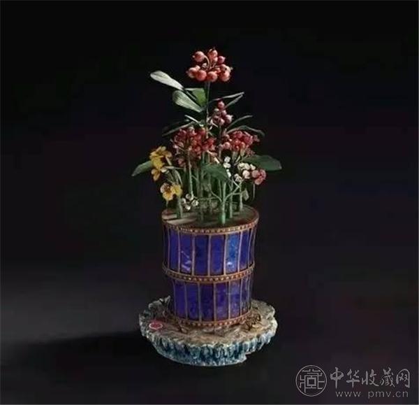 烧蓝百宝花卉盆景，清乾隆，高46cm.jpg