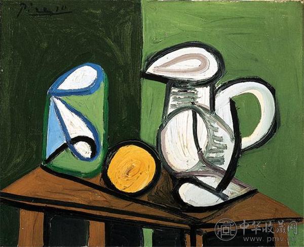 《静物：壶、玻璃杯和橙子》 毕加索.jpg