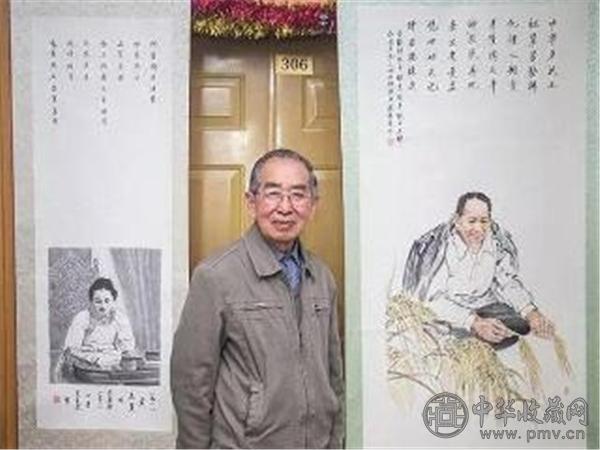 夏来庆和他画的宋庆龄（左）、袁隆平（右）.jpg