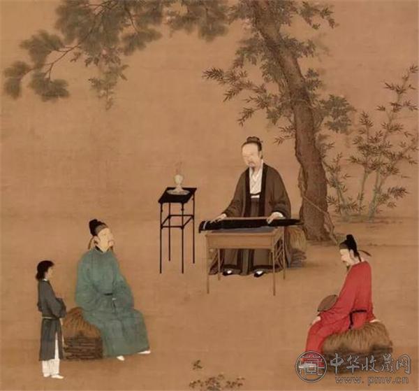宋徽宗赵佶的自画像，两位听琴的官员中，穿红袍低头聆听的正是蔡京。.jpg