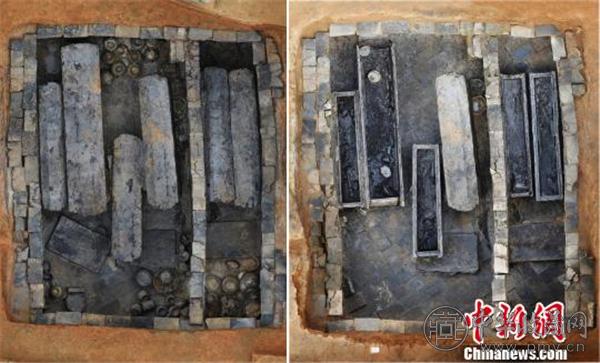 左图为墓室正射影像图,右图为棺盖打开后正射影像图.jpg 左图为墓室正射影像图,右图为棺盖打开后正射影像图.jpg