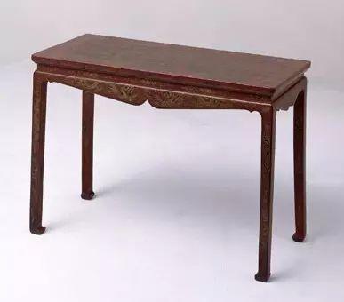 红漆雕填戗金琴桌 高70cm，宽97cm，纵45cm