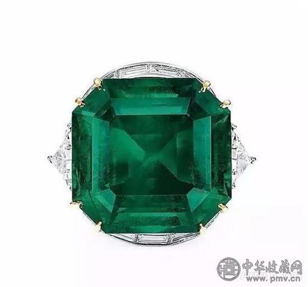 45.94克拉天然哥伦比亚祖母绿配钻石戒指.jpg