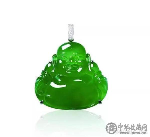 缅甸天然冰种满绿翡翠“佛公”配钻石吊坠 　　北京保利十二周年秋季拍卖会.jpg