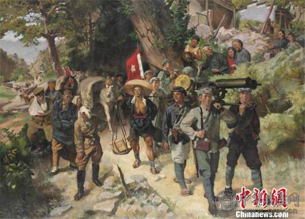 表现红军反围剿胜利的油画《胜利的行列》.jpg