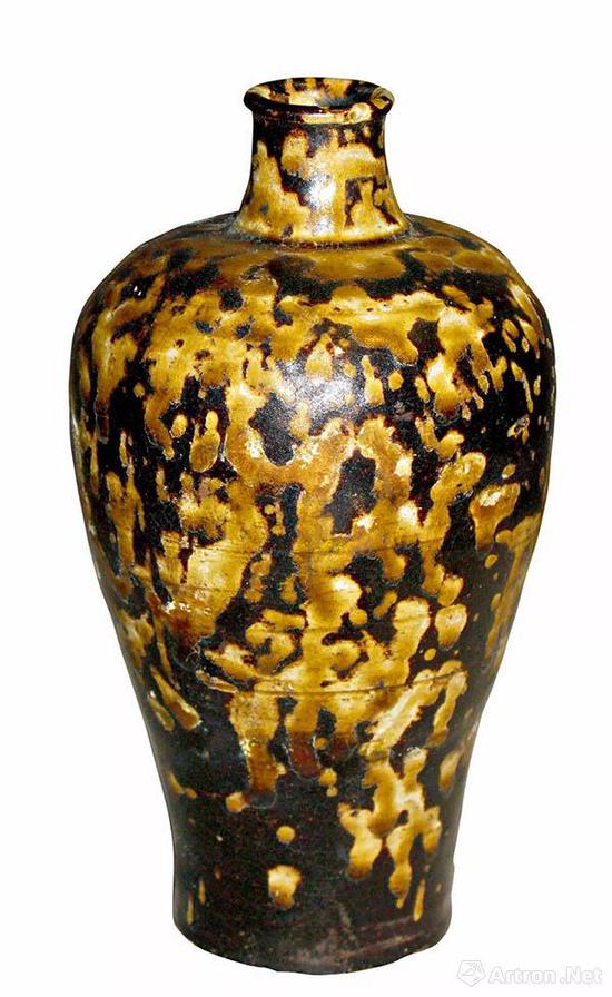 南宋吉州窑黑釉褐斑（玳瑁釉）梅瓶