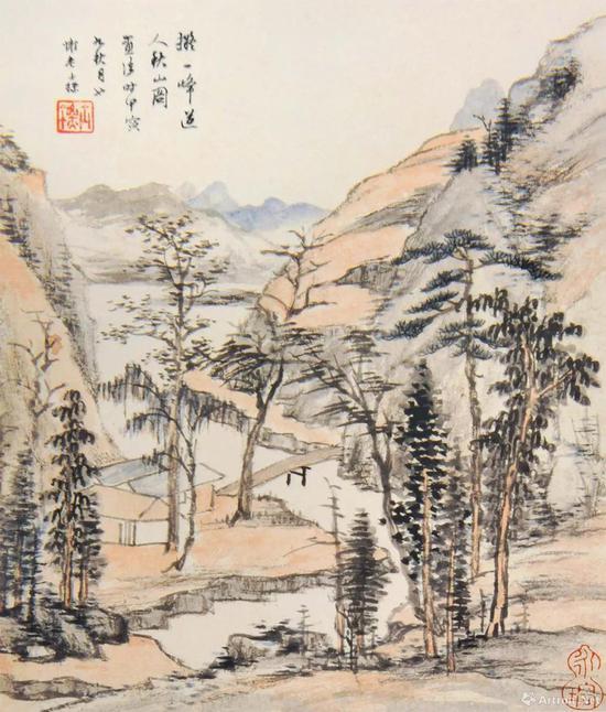 清 查士标 仿古山水册之一 21cm×24.5cm 1674 上海龙美术馆藏