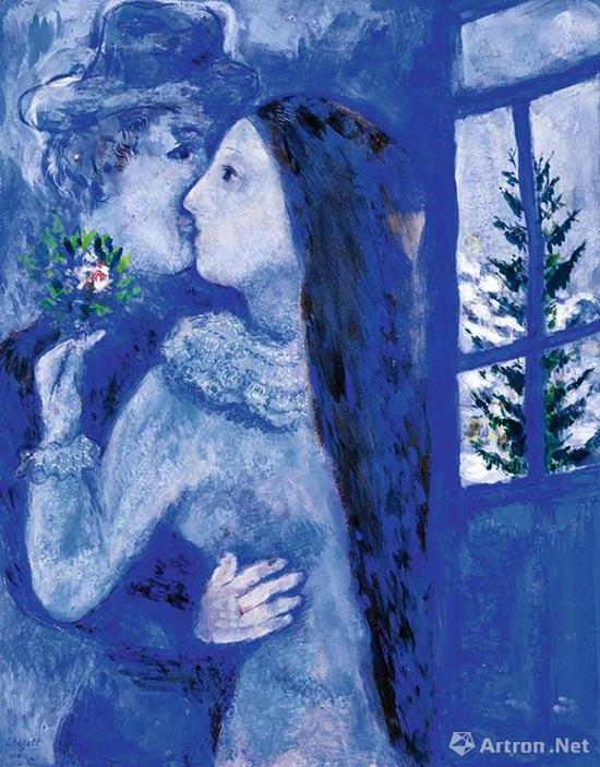 马克·夏加尔(Marc Chagall) 《吻》或《蓝色恋人》