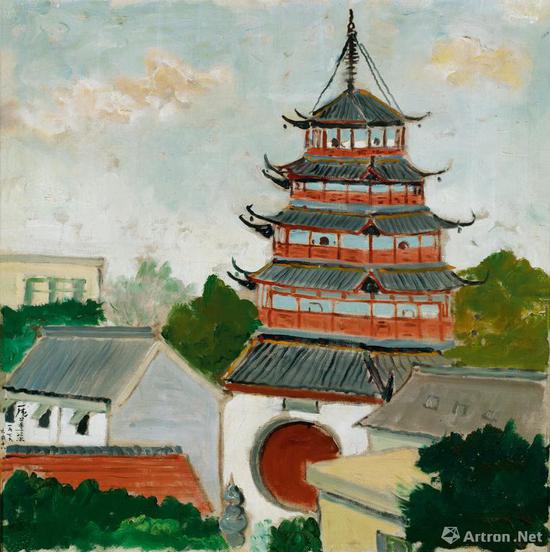 庞薰琹《文峰塔》布面油画 80×80cm 1979年 成交价：1782.5万元