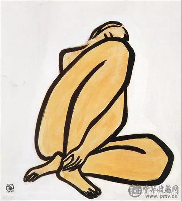 常玉 《盘踞裸女》油画纤维板 1950 年代.jpg