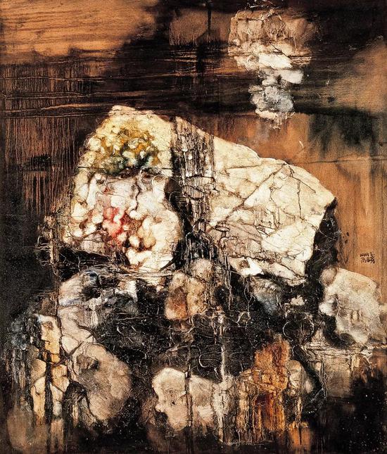周春芽 山石图 1992年 布面 油画 149.5×129 cm 成交价：RMB 43，700，000