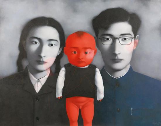 张晓刚 血缘：大家庭1号 　　1996年 　　布面 油画 　　149×189.5 cm 　　成交价：RMB 40，250，000