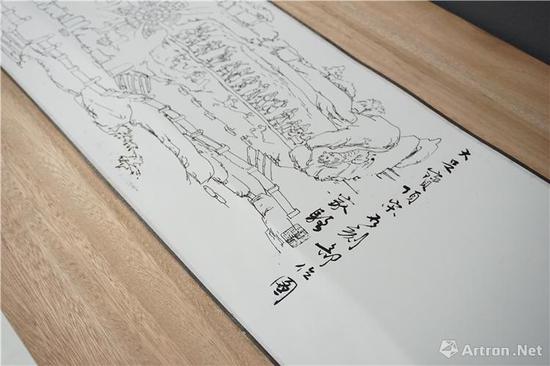 杨家骆手绘“大足石刻”长卷 现藏台湾清华大学图书馆