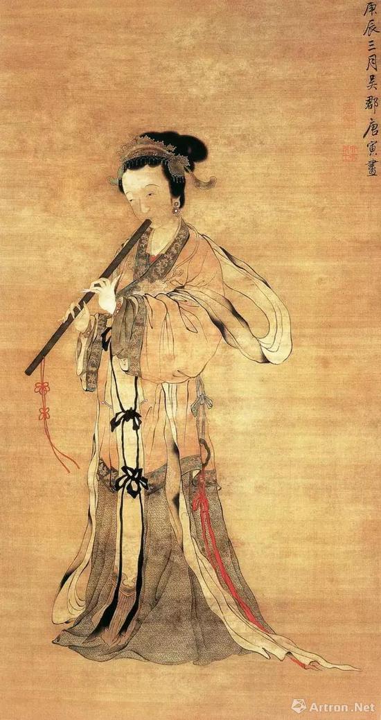 《吹箫图》 绢本设色 纵164.8厘米 横89.5厘米 南京博物院藏