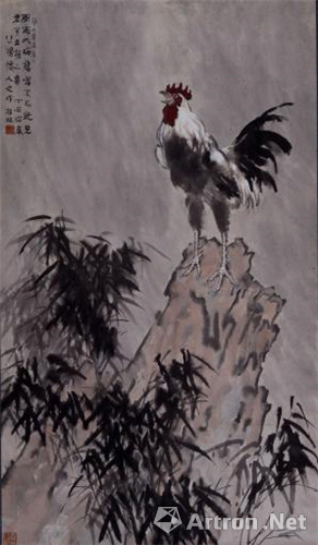 风雨如晦 鸡鸣不已 国画 1937年