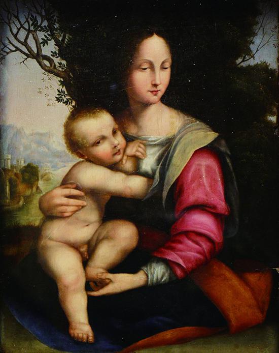 拉斐尔·桑西 意大利 圣母与子 41×31