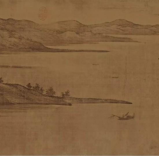 五代 董源《夏景山口待渡图》卷（局部）