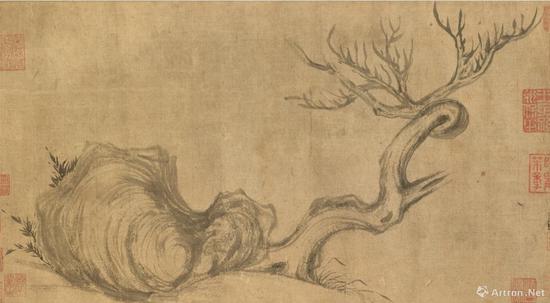 《木石图》画心部分