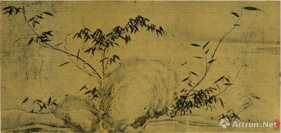 苏轼 《潇湘竹石图》 28x105.6cm 绢本墨笔 中国美术馆藏