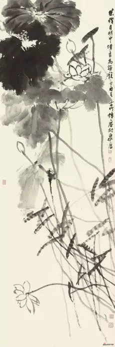 《清香为谁发》 180cm×60cm 朱 群 江苏省中国画学会理事