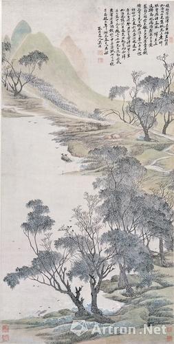 吴历《湖天春色图轴》(1676年作，45岁)上海博物馆收藏